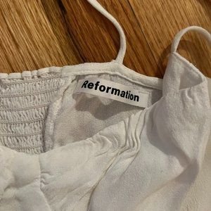 Reformation White Sweetheart Tie Tank top